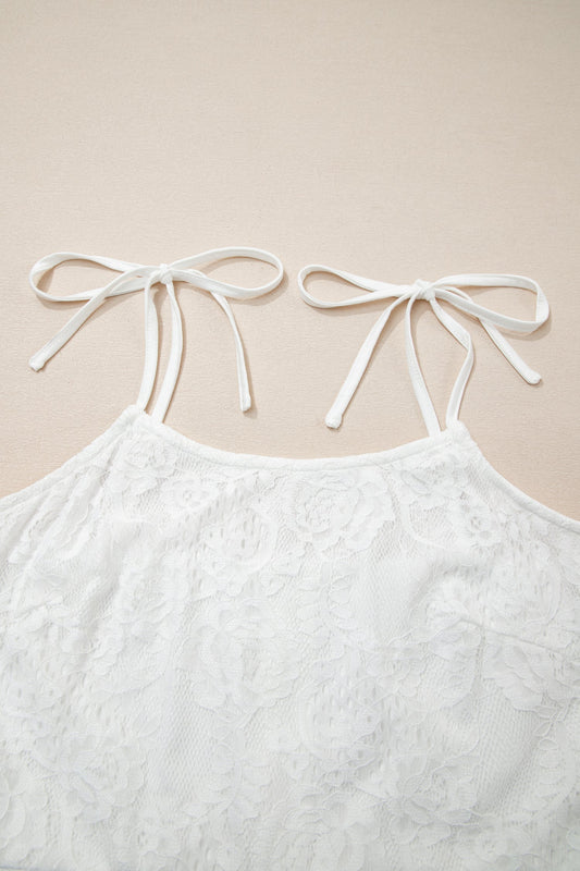 Floral Lace Tie Spaghetti Straps Maxi Dress