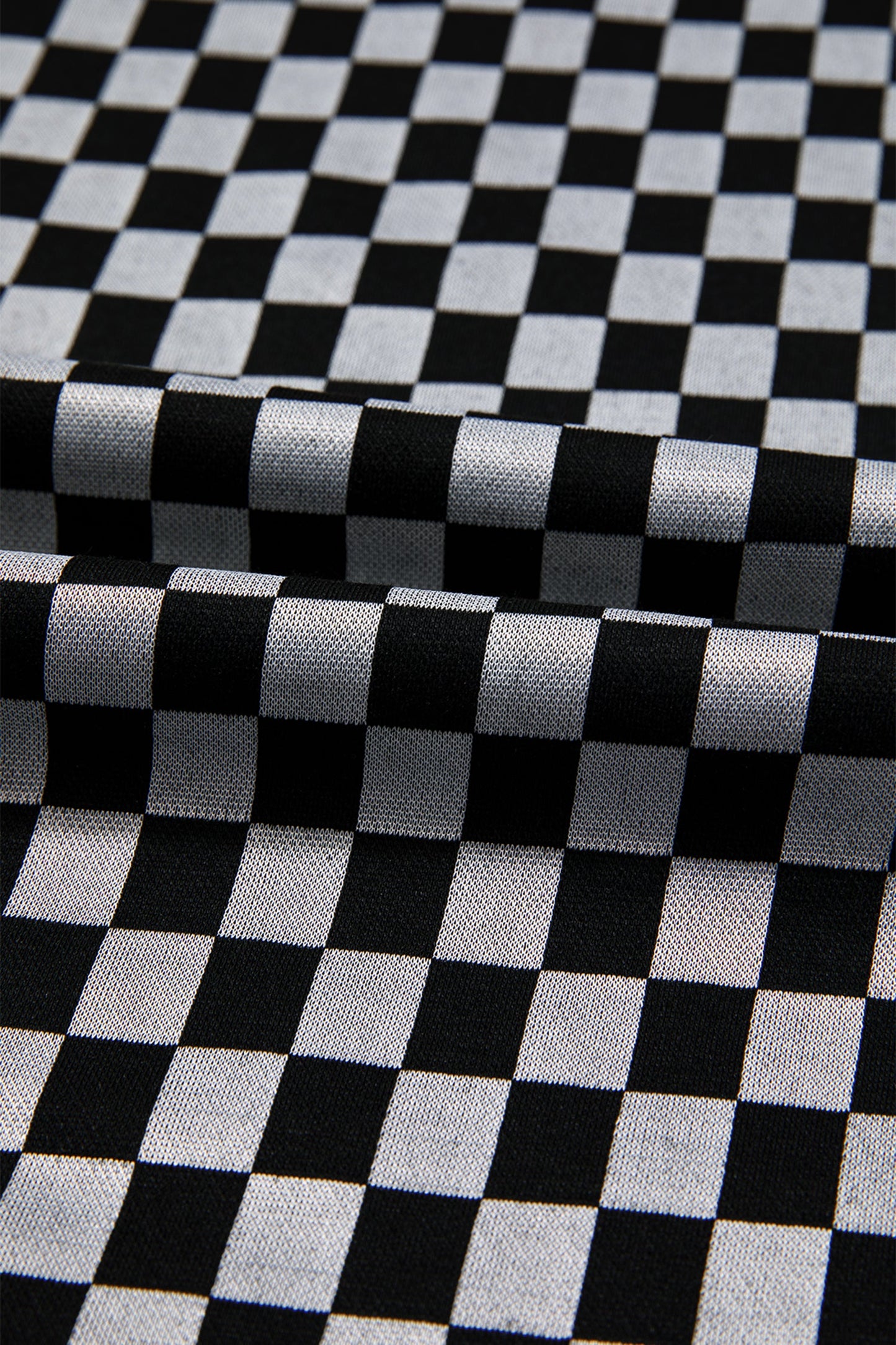 Checker Textured Patchwork Drawstring Waist Pants