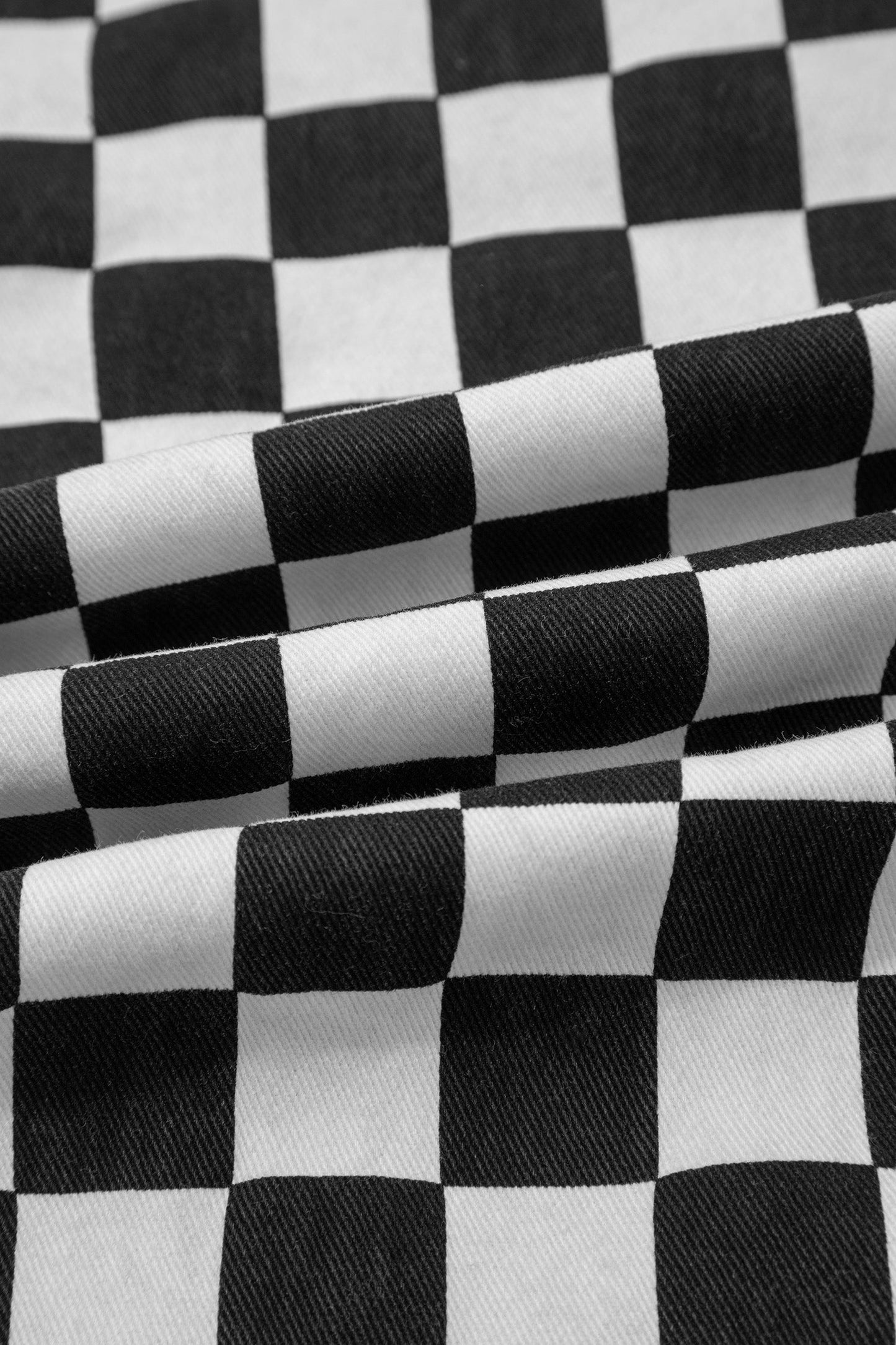 Checker Distressed Raw Edge Cropped Jeans