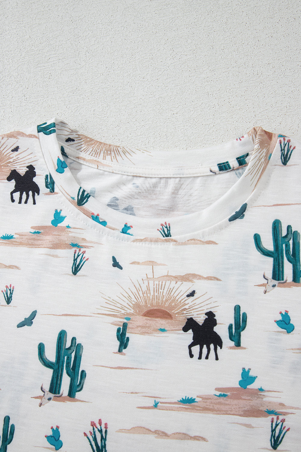 Western Cactus Crew Neck Short Sleeve Top