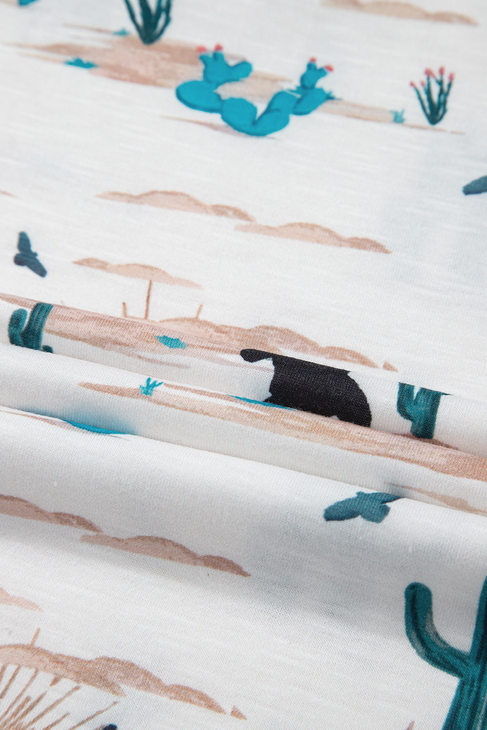 Western Cactus Crew Neck Short Sleeve Top