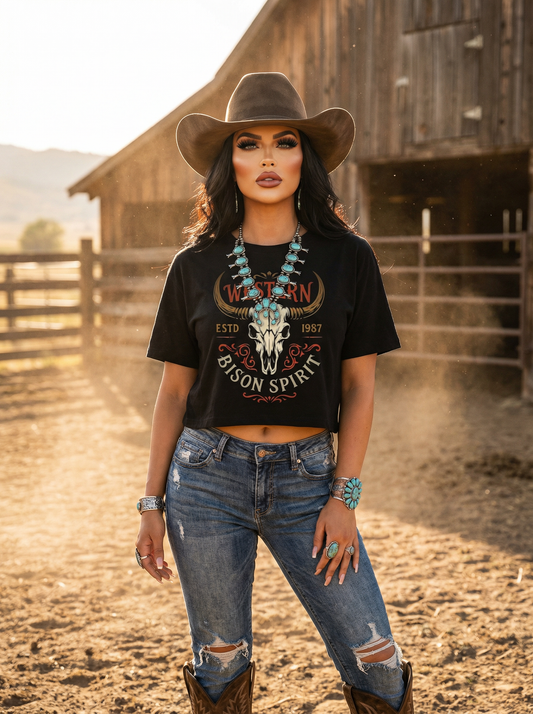 🦬🌵Western Bison Spirit Cropped Tee 🦬🌵